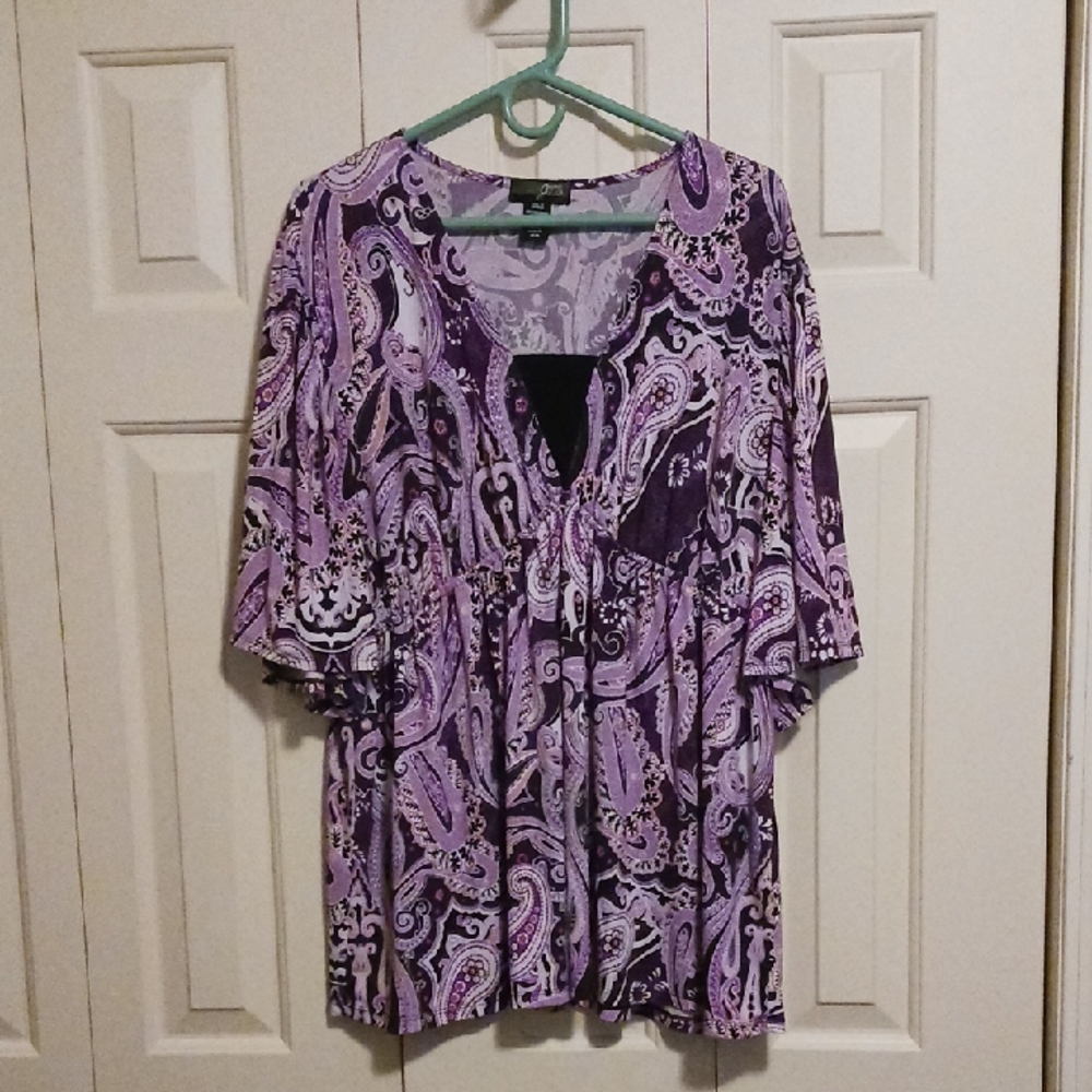 Elegant Purple Paisley Tunic Top